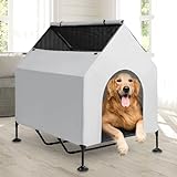 2 In 1 House for Large Dogs Outside & Elevated Dog Bed,Waterproof Dog House For Indoor & Outdoor Use, Portable Pet House With Powerful Anti-Slip Feet,Weatherproof Dog Shelter Cot for S/M/L Dogs & Cats