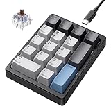 Kisnt Mechanical Number Pad, Hot Swappable Numpad Wired USB 17 Keys Numeric Keypad with PBT Keycaps White Backlit Keypad for Laptop PC TKL Keyboards (Brown Switch)
