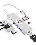 Hxwlo USB C Hub 8 in 1, USB-C to HDMI Adapter (4K HDMI USB3.0 USBC 100W PD SD/TF Card Reader) USB C Adapter Compatible for MacBook Pro Air HP XPS and Other Type C Devices