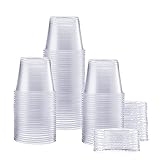 [100 Sets - 5.5 oz.] Plastic Disposable Portion Cups With Lids, Souffle Cups, Condiment Cups