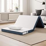 LINSY LIVING Twin Size Folding Mattress with Extra Waterproof Cover, 4 Inch Tencel Trifold Mattress, Twin Memory Foam Mattess, Foldable, Portable, Easy Storage Sofa Bed, Twin Size, 74' * 38'