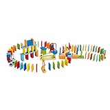 Dynamo Wooden Domino Set by Hape | Award Winning Domino Building Block Set for Kids, 107 Solid Pieces of Fun Filled Racing, Building and Stacking