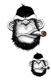 World of Patches 2 Pcs Cigar Monkey Iron on Patch Stickers Heat Transfer Decals for Men Kid's Clothes DIY T-Shirt Sweater Hoodie Jackets Decoration Iron on Thermal Designs(B-S)