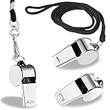 Tiankohelan 3 Pcs Whistle,Stainless Steel Sports Whistle with Lanyard for Directing Traffic Outdoor Adventure Sports Pet Training