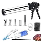 GGYCASE 2LB Large Capacity Stainless Steel Jerky Gun Kits, Sausage Stuffer Machine, Meat Gun, Beef Jerky Maker with 5 Stainless Nozzles 3 Brushes