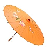 JapanBargain 2151, 22' Chinese Parasol Japanese Wagasa Sun Shade Umbrella Beach Umbrella for Cosplay Photography Dancing Wedding Party and Home Decoration, Kids Size, Orange Color