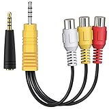3.5mm Male to 3 RCA Female Video AV Component Adapter Cable for TCL TV, Ancable AV in Adapter 6-Inch 3.5mm Plug to Triple RCA Jack Audio/Video Splitter Adapter