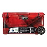 Frosted Frog Red Camo 110 Quart Ice Chest Heavy Duty High Performance Roto-Molded Commercial Grade Insulated Cooler with Wheels
