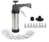 Cookie Press Cookie Press Gun Kit Stainless Steel Cookie Press Gun 13 Cookie Mold Discs 8 Piping Nozzles Cookie Press Christmas Party Fest Decoration DIY Biscuits Cake Decorating Icing Tool