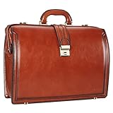 Banuce Full Grain Italian Leather Briefcase for Men with Lock Doctor Bag Lawyer Attache Case Hard 15.6 Inch Laptop Attorney Litigator Bags
