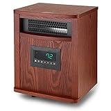 LifeSmart LifePro 1500W Portable Electric Infrared Quartz Indoor Space Heater with 6 Adjustable Heating Elements and Remote Control, Brown