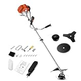 COOCHEER 58CC Weed Wacker Gas Powered 18.5' Cutting Path 4 in 1 Gas Brush Cutter with 4 Detachable Heads Straight Shaft 2-Cycle Weed Eater Gas Powered for Weed, Brush, Orange
