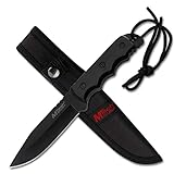 MTech USA – Fixed Blade Knife – Black Stainless Steel Blade with Black Nylon Fiber Handle, Full Tang, Includes Nylon Sheath - Hunting, Camping, Survival, Tactical, EDC – MT-20-35BK