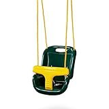 Gorilla Playsets 04-0032-G High Back Plastic Infant Swing with Yellow T Bar & Rope, Green