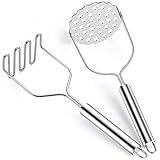 Potato Masher, Sopito 2 Pack Stainless Steel Integrated Masher Kitchen Tool Food Masher for Potatoes, Vegetables, Berries， Fruits, Baby Food, Avocado