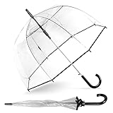 ShedRain Clear Bubble Umbrella – See Through, Rain & Windproof Umbrella - Perfect for Weddings, Prom, Graduation and Outdoor Events - Automatic Open, Silver Crook Handle, Clear Dome