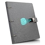 NIVRAK - Leather Notebook with Lockable Fingerprint for School, Business & Personal- 3 Ring Binder for Note Taking, Journaling, Emergency Binder, and Planner - 8.5” x 11.5”, 100 Sheets (Gray)