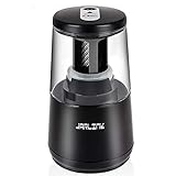 JARLINK Electric Pencil Sharpener, Heavy-duty Helical Blade to Fast Sharpen, Auto Stop for No.2/Colored Pencils(6-8mm), USB/Battery Operated in School Classroom/Office/Home (Black)
