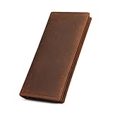 Kattee Men's Vintage Genuine Leather Long Wallet for Checkbook, Credit Cards (Large, Brown)