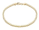 Miabella 18K Gold Over 925 Sterling Silver Organic Cube Bead Chain Bracelet for Women Men, 6.5, 7, 7.5, 8, 8.5 Inch Handmade in Italy (7.0 Inches)