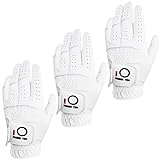 Golf Gloves Men Left Right Hand Rain Grip Value 3 Pack, All Weather Durable Grip Size Small Medium Large XL White Black Blue Red Brown (White, Small, Left)