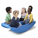 Simplay3 Two Sided Rock and Roll Teeter Totter Seesaw and Climbing Bridge, Fits up to Four Children and Kids for Rocking and Climbing - Indoor/Outdoor - Blue, Made in USA