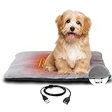 MANTUOLE Pet Heating Pad, Portable USB Power Heated Pet Mat for Puppy and Kitty, 27x20inch, for Small to Medium Size Dog and Cat. Heating Cushion Keep Your Pets Warm Both Outdoor and Indoor.