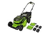Greenworks 48V (2 x 24V) 21' Brushless Cordless (Self-Propelled) Lawn Mower (LED Headlight), (4) 4.0Ah Batteries and (2) Dual Port Rapid Chargers Included (125+ Compatible Tools)