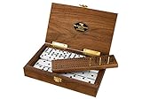 Alex Cramer 'Cabin Club' Classic Domino Set with Black Walnut Case - Premium Quality 28 Indestructible Double Six Dominoes (Double 6 Dominos Set)
