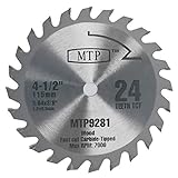 TCT 24T 4-1/2' 4.5 inch Carbide Circular Saw Blade for Rockwell Rk3441k , Worx WX429L 9.5mm/ 3/8' Arbor Wood, Plastic and Composite Materials