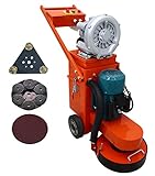 TECHTONGDA Electric Concrete Floor Grinder Polishing Epoxy Ground Grinding Machine for Restore New and Old Ground Vacuum Dust with Fan 220V
