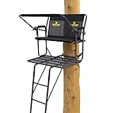 Rivers Edge® TwoPlex™ 2-Man Ladder Stand, 17’1” Height, Flip-Up TearTuff™ Mesh Bench Seat, 40” Wide Platform, 2-Way Adjustable Shooting Rail, RE665