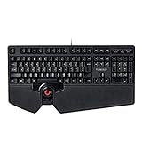 ELECOM Japanese Layout Wired Keyboard with Built-in Trackball & Scroll Wheel, Pointing and Scrolling Feature, Precise Control, for Gaming, Ergonomic Comfort, Windows Mac (TK-TB01UMBK)