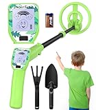 DetectTrek Metal Detector for Kids (1 LB), 24'-34' Adjustable Kids Metal Detector Kit with 7”Search Coil, LCD Screen with Backlight, Great for Exploration Hiking, MD-1016, Green
