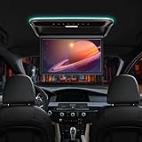 XTRONS 14 Inch Car Overhead Player, Wide HD Car Roof Mount Monitor Built-in Stereo Speakers, Overhead Flip Down Car Monitor Support HDMI USB Input