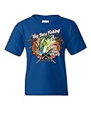 Big Bass Fishing Youth T-Shirt Living The Reel Life Fisherman Spinning Kids Tee Royal Blue Small