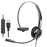 USB Headset with Microphone, MCHEETA Computer Headsets with Noise Canceling Microphone, Call Center Wired Headset USB for PC/Laptop/Skype/Computer