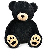 LotFancy Teddy Bear Stuffed Animals, 20 inch Soft Cuddly Plush Black Bear, Cute Toy with Footprints, Gift for Kids Baby Toddlers on Baby Shower, Birthday, Christmas, Valentine's Day