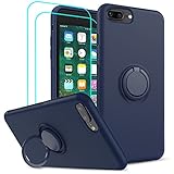 LeYi Compatible with iPhone 8 Plus Case, iPhone 7 Plus Case, iPhone 6s Plus Liquid Silicone Gel Rubber Case with 2 PCS Glass Screen Protector, Soft Shockproof Phone Cover for iPhone 6 Plus, Blue