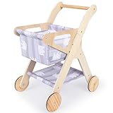 FIOBEE Shopping Cart for Kids Toy Shopping Cart with Basket Wooden Baby Toys, Kids Grocery Cart for Boys Girls Pretend Play Grocery Store, Elephant