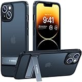 TORRAS MarsClimber Designed for iPhone 13 Case/iPhone 14 Case, [3 Stand Ways] [8FT Military Grade Shockproof] Translucent Matte Thin Slim Phone Case for iPhone 14/ iPhone 13 with Stand, Black