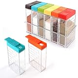 URALFA Spice Shaker Jars, Plastic Seasoning Shaker Box Condiment Set for Travel, Seasoning Storage Containers,Color