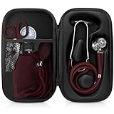 ASA TECHMED Medical Starter Kit - Stethoscope, Durable Blood Pressure Monitor, and EMT Shears and Protective Carrying Case Ideal for Healthcare Professionals, Burgundy