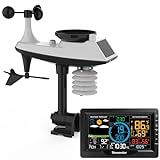 Newentor Weather Station Wireless Indoor Outdoor with Rain Gauge and Wind Speed, Professional Tempest Digital Weather Stations with Data Logging and Alerts, Weather Forecast, Solar Powered
