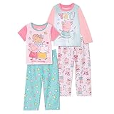 Peppa Pig Girls Pajamas for Toddler Kids | 4 Piece Sleepwear Sets for Toddler Boys Pajama Bottoms and Sleep Shirts (3, Funday Everyday)