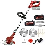 Weed Wacker Cordless Brush Cutter with 3Types Blades,Stringless Weed Trimmer Electric Weed Eater Battery Powered for Lawn Garden Pruning/Trimming,Included 2Pcs 36Tv 4Ah Batteries,Lightweight