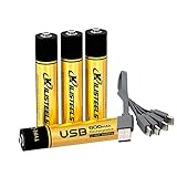 Rechargeable AAA Batteries,4 Pc-1.5v AAA Lithium Batteries,4-In-1 Type-C USB AAA Rechargeable Battery,600 mAh AAA Batteries Rechargeable,Lithum-Ion Battery AAA,Charges 1 Hours,Reuse Over 1200 Times