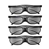DLP 3D Glasses, 144Hz Rechargeable DLP-Link 3D Active Shutter Glasses for All 3D DLP Projectors, Compatible with Optoma, Samsung, BenQ, Dell, Mitsubishi, Acer, Vivitek, NEC, Sharp (Black-4Pack)