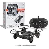 Sharper Image Toy 5' Fly+Drive Drone, Dual-Function RC Car & Drone, 2.4 GHz Long-Range Wireless Remote Control, Auto Orientation Stability, Assisted Landing, LED Lights, Easy & Beginner Friendly