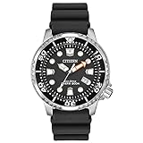 Citizen Promaster Dive Eco-Drive Watch, 3-Hand Date, ISO Certified, Luminous Hands and Markers, Rotating Bezel, Black/Stainless